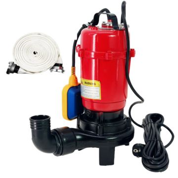 Pachet promo Pompa apa murdara (WC, fosa, hazna), cu Cutit Tocator si Plutitor, DDT, WQCD-2-3.0, 3000W + Furtunul de pompier 2   20 m, 8 bari, cu cuple