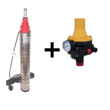 Pachet promo Pompa submersibila, Bobinaj 100% cupru, DDT-PROFI, QGD120-1.2 , 1.2 kW, Inox + Fonta, 3 m  ³ h, 120 m + Prescontrol LS6