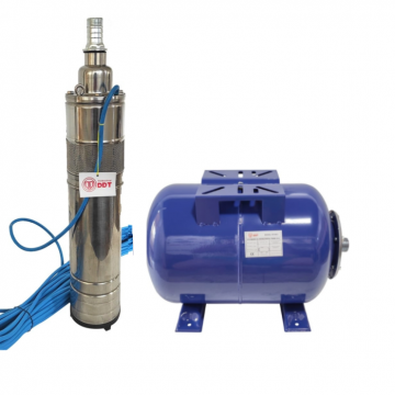 Pachet promo Pompa submersibila, DDT, QGD120, Inox complet, suruburi inox, sita protectie, 20 m cablu, 120 m, 3 m  ³ h + Vas de expansiune , Bazin hidrofor DDT , 50 LT , Membrana inclus