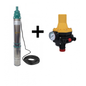 Pachet promo Pompa submersibila de mare adancime, DDT, QJD120-1.5, 1500 W, Inox, 8 + Presostat electronic automat DDT LS6, 1.1kW