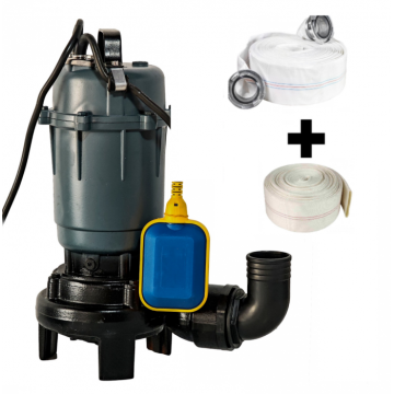 Pompa apa murdara DDT cu tocator exterior si flotor, 2600 W, 12 mc h, 12 m refulare + Furtun pompier 2   20 M +Furtunul de pompier 2   20 m, 8 bari, cu cuple