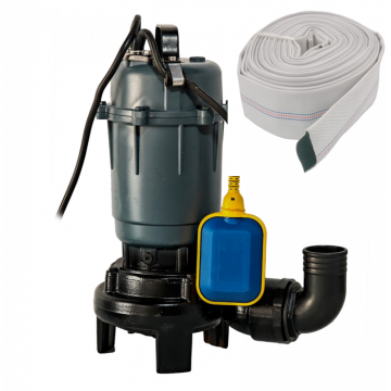 Pompa apa murdara  DDT cu tocator exterior si flotor, 2600 W, 12 mc h, 12 m refulare + furtun pompier 2   20 M