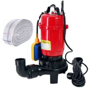 Pompa apa murdara (WC, fosa, hazna), cu Cutit Tocator si Plutitor, DDT, WQCD-2-3.0, 3000W + Furtun pompier, 20 metri, 2 toli,MAX 20m  ³ h