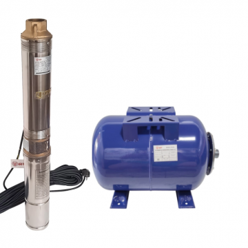 Pompa submersibila de adancime, DDT, 4QJD2-8, 1500 W, 8 turbine, 7 mc h , 25 metri cablu+ Vas de expansiune , Bazin hidrofor DDT , 24 LT , Membrana inclus