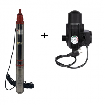 Pompa submersibila de mare adancime, DDT, QJD12-120-1.8, 1800 W, 8 m  ³ h, 12 turbine, Inox + Presostat electronic automat, DDT, LS-4